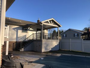 A-frame roof with open 3 brace gable over Timbertech PVC deck