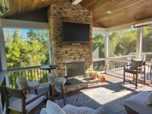 A-frame roof with pre-finished wood ceiling, gas fireplace – Media PA
