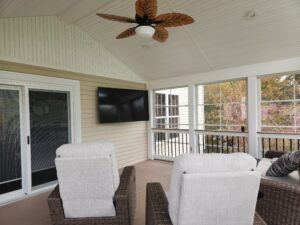 A-frame roof with white soffit ceiling, EZ Breeze windows – Marietta PA