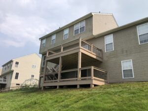 Timbertech PVC Brownstone multi-level deck with matching custom railings – Coatesville PA