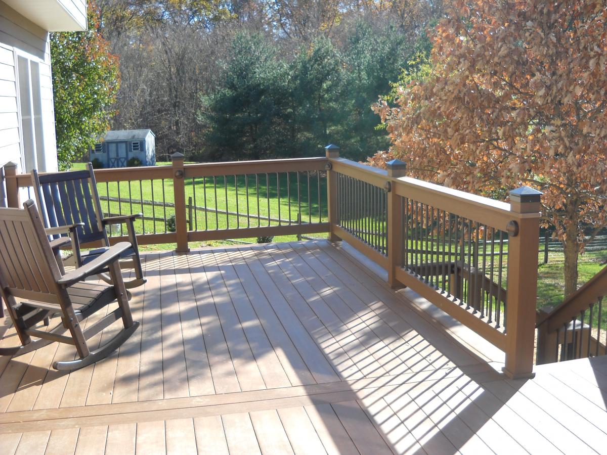 brown deck with chairs