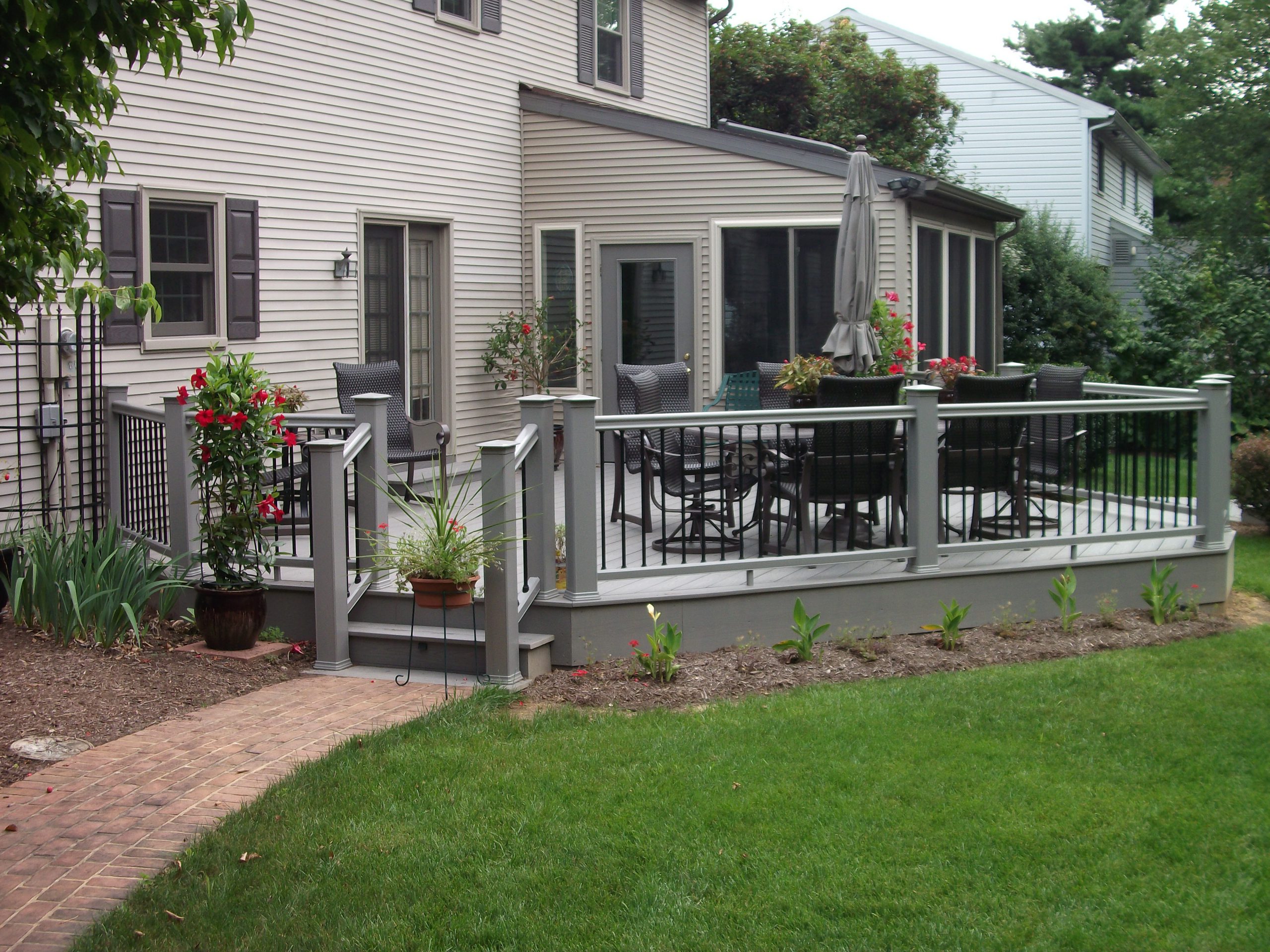 grey deck with furniture