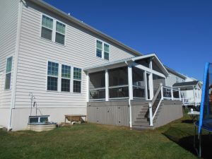 Azek Coastline deck and skirting, A-frame screen room with open gable – Chalfont PA