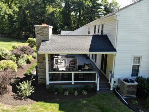 A-frame roof with pre-finished wood ceiling and wood burning fireplace – Downingtown PA