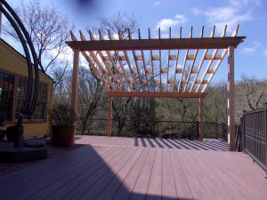 Cedar wood pergola over an Azek deck – Columbia PA